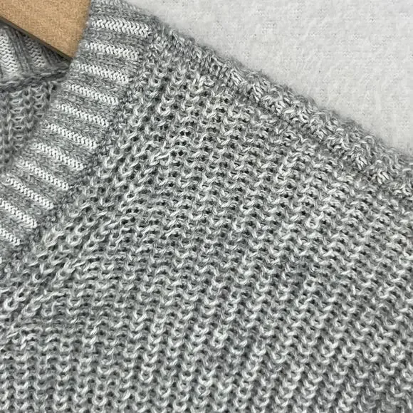 EILEEN FISHER Sweater XL Organic Cotton Shaker Knit Stitch Dolman Sleeve Gray - Picture 2 of 14